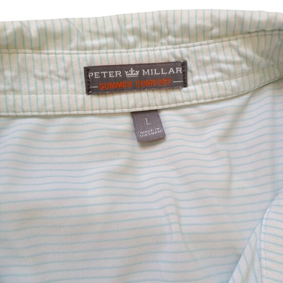 Peter Millar Summer Comfort Golf Polo Shirt Mens Large Green Stretch Performance - Picture 4 of 14